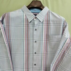 NWOT Tommy Bahama Men's Dress Shirt 3XL Long Sleeve Plaid Green Button Up Casual